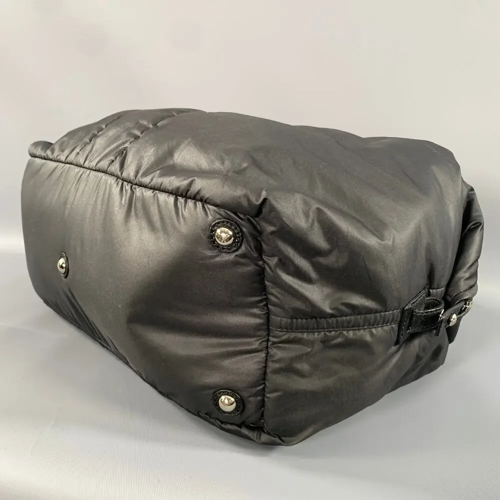 YVES SAINT LAURENT Black Quilted Leather Trim Nylon Bag